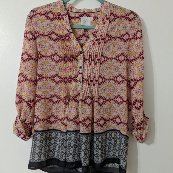 ANTHROPOLOGIE HD in Paris geometric blouse - Picture 3 of 7